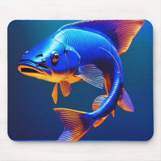 Mouse Pad | Blue Fish Logo Design | Minimalist Oce マウスパッド (正面)