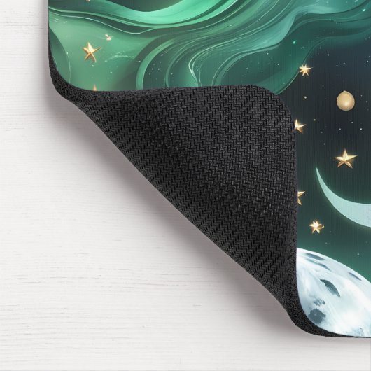 Mouse Pad - Emerald Green Celestial Moon マウスパッド (コーナー)