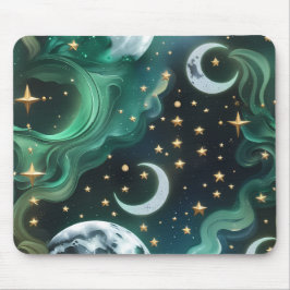 Mouse Pad - Emerald Green Celestial Moon マウスパッド