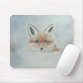 Mouse pad, fox cub in winter マウスパッド (マウス)
