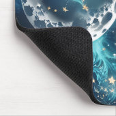 Mouse Pad - Luxury Icy Blue Celestial Moon Phases マウスパッド (コーナー)