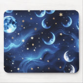 Mouse Pad – Luxury Sapphire Blue Celestial Moon マウスパッド (正面)