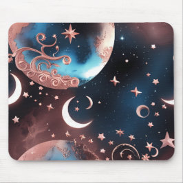Mouse Pad - Rose Gold Celestial Moon マウスパッド