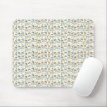 Mouse pad with a pattern of diverse smiley faces  マウスパッド<br><div class="desc">Mouse pad with a pattern of diverse smiley faces in multiple colors,  creating a playful and cheerful atmosphere. Below,  a white mouse rests on it.</div>