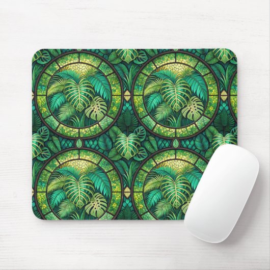 Mouse pad with a tropical leaf motif マウスパッド (マウス)