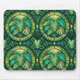 Mouse pad with a tropical leaf motif マウスパッド