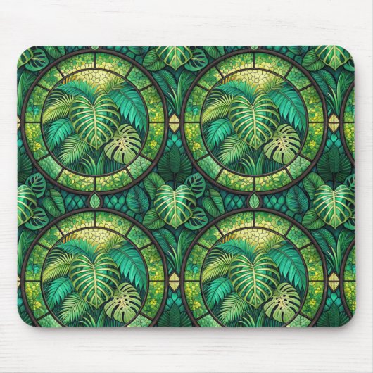 Mouse pad with a tropical leaf motif マウスパッド (正面)