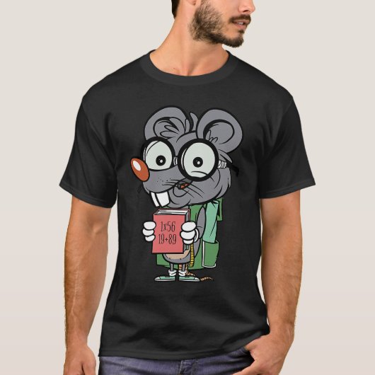 mouse rat reading book tシャツ (正面)
