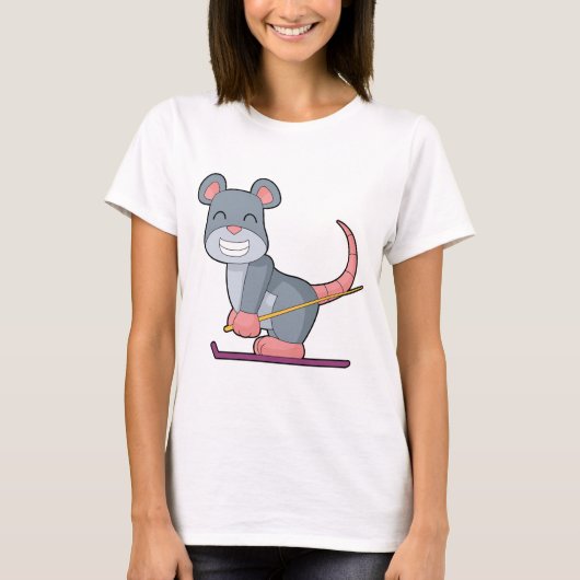 Mouse Skier Ski Winter sports Tシャツ (正面)