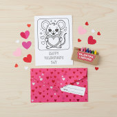 Mouse Valentine’s Day Coloring for Students ポストカード
