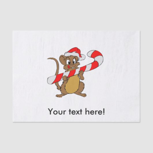 Mouse with a Christmas candy cane 薄葉紙 (正面)