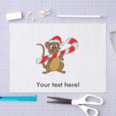 Mouse with a Christmas candy cane 薄葉紙 (クラフト)