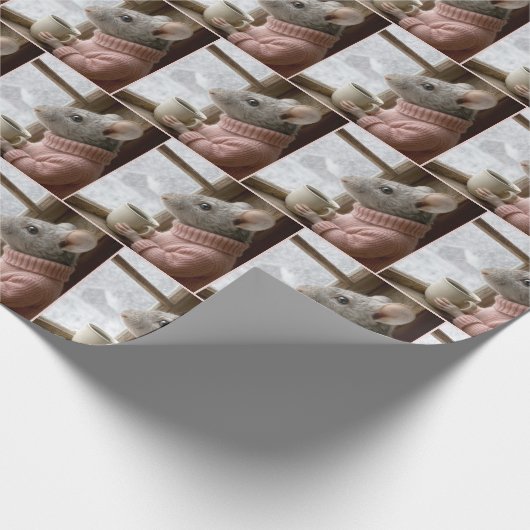 Mouse With a Cup of Coffee ラッピングペーパー (角)