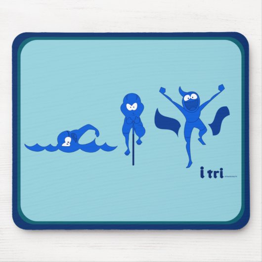 mousepadのための青の三漫画のロゴ マウスパッド (正面)