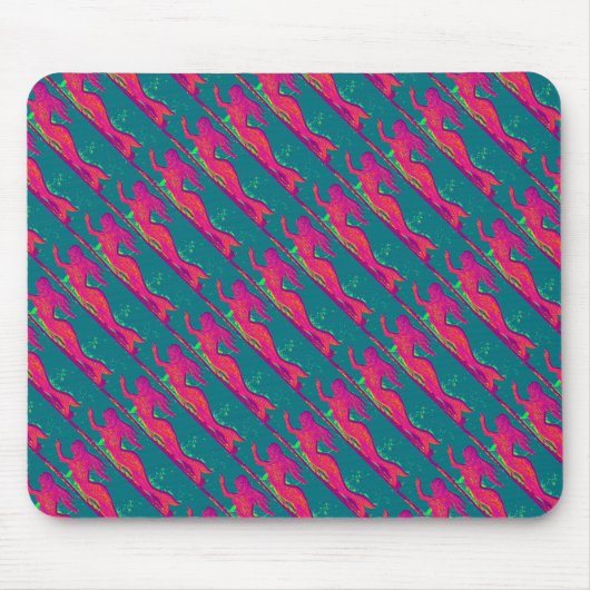 mousepadを泳いでいる赤い人魚 マウスパッド (正面)