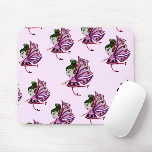 Mousepad pink mushroom fairies design  マウスパッド (マウス)
