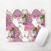 Mousepad pink mushroom fairies design  マウスパッド (マウス)