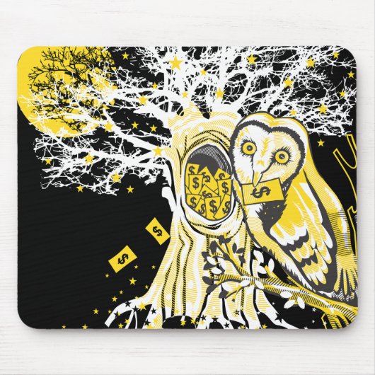 Mousepad – Urban Tree Owl & Wealth Surreal Pop-Art マウスパッド (正面)