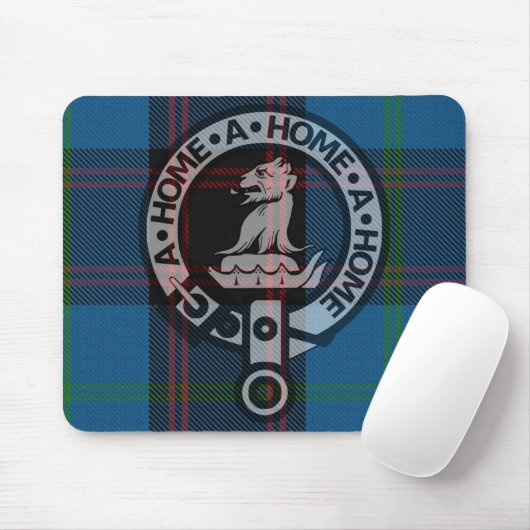 Mousepad with Clan Home Crest and Ancient Tartan マウスパッド (マウス)