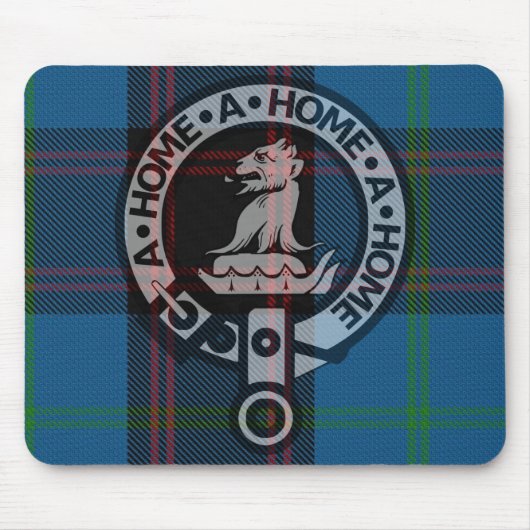 Mousepad with Clan Home Crest and Ancient Tartan マウスパッド (正面)