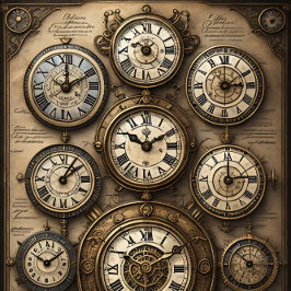 Mousseline Clocks and map Tissue paper Decoupage 薄葉紙