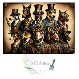 Mousseline Dog Family Steampunk Hat Tissue paper 薄葉紙