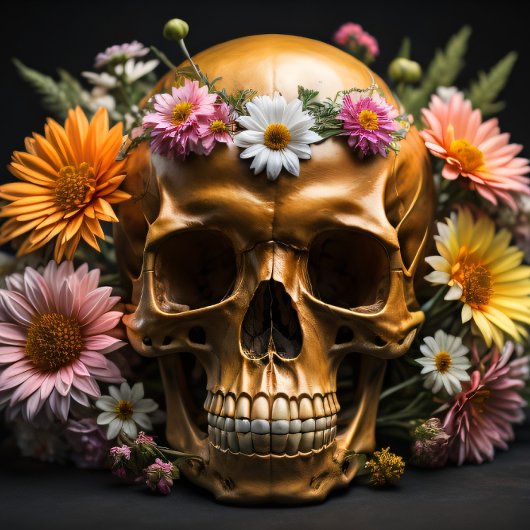 Mousseline Floral skull v7 Steampunk tissue paper 薄葉紙