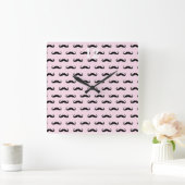 Moustache & Pink | Wanduhr Quadrat スクエア壁時計 (ホーム)