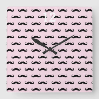 Moustache & Pink | Wanduhr Quadrat スクエア壁時計