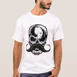 moustache tete de mort crane hipster skull fantais tシャツ