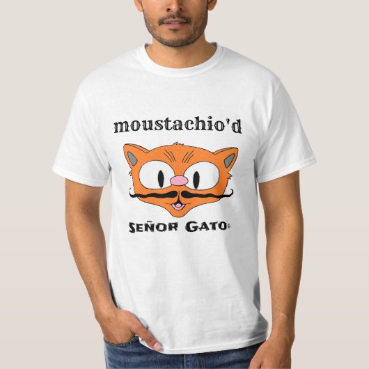 moustachioマンガユーモアのあるーの口ひげ猫 tシャツ (正面)