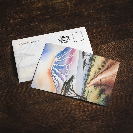 Mout Kilimanjaroタンザニア水彩絵葉書 招待状