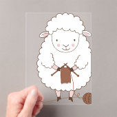 Mouton Mignon qui Tricote de la Laine Marron アクリル招待状 (インサイチュ (ポータブル))