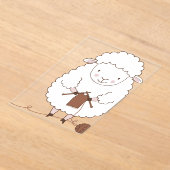 Mouton Mignon qui Tricote de la Laine Marron アクリル招待状 (レイダウン)