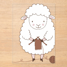 Mouton Mignon qui Tricote de la Laine Marron アクリル招待状