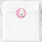 Mouton Mignon qui Tricote de la Laine Marron ラウンドシール (バッグ)