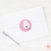 Mouton Mignon qui Tricote de la Laine Marron ラウンドシール (封筒)