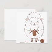 Mouton Mignon qui Tricote de la Laine Marron 招待状 (正面/裏面)