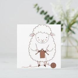 Mouton Mignon qui Tricote de la Laine Marron 招待状