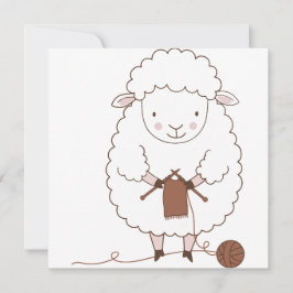 Mouton Mignon qui Tricote de la Laine Marron 招待状