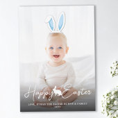 Movable Blue Bunny Ears Photo Overlay Happy Easter カード