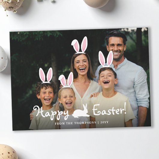 Movable Bunny Ears Graphic Overlay Photo Easter カード