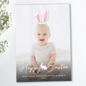 Movable Pink Bunny Ears Photo Overlay Happy Easter カード