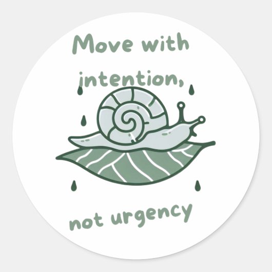 Move with Intention – Snail Quote Art ラウンドシール (正面)