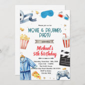 Movie and Pajamas boy theme invitation 招待状 (正面/裏面)