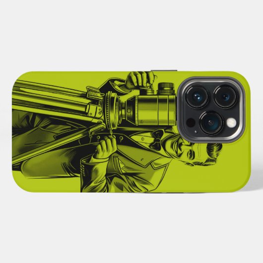 Movie cameraman vintage lime green  iPhoneケース (裏面横)