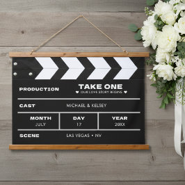 Movie Clap Board Film Strip Photo Wedding 吊り下げ型タペストリー