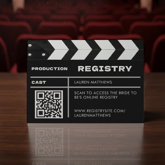 Movie Film Clap Board QR Code Wedding Registry エンクロージャーカード