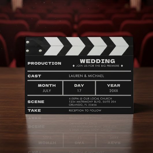 Movie Film Clap Board Wedding 招待状