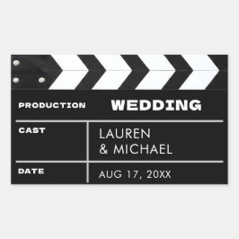 Movie Film Clap Board Wedding 長方形シール